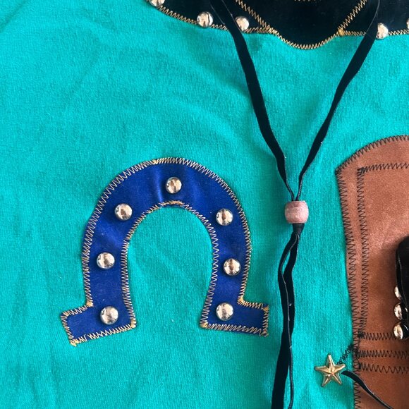 Y2K Western Tshirt - Embellished - Green - Cowgirl - One Size - Picture 8 of 10